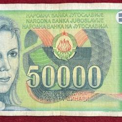YUGOSLAVIA 50000 DINARA RARE NOTE
