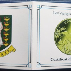 Alternative view of British Virgin Islands, 5 Dollars, 2017, Bee Hummingbird, Titanium (.990), UNC Condition, COA.