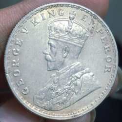 Alternative view of 1922 One Rupees British-India George V Rare Date Bombay Mint AU Condition Silver Coin # 6464