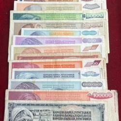 YUGOSLAVIA ( 16 DIFFERNT) BIG SIZE DENOMINATION RARE ( 16 PCS SET) LOWEST PRICE # SKU-106