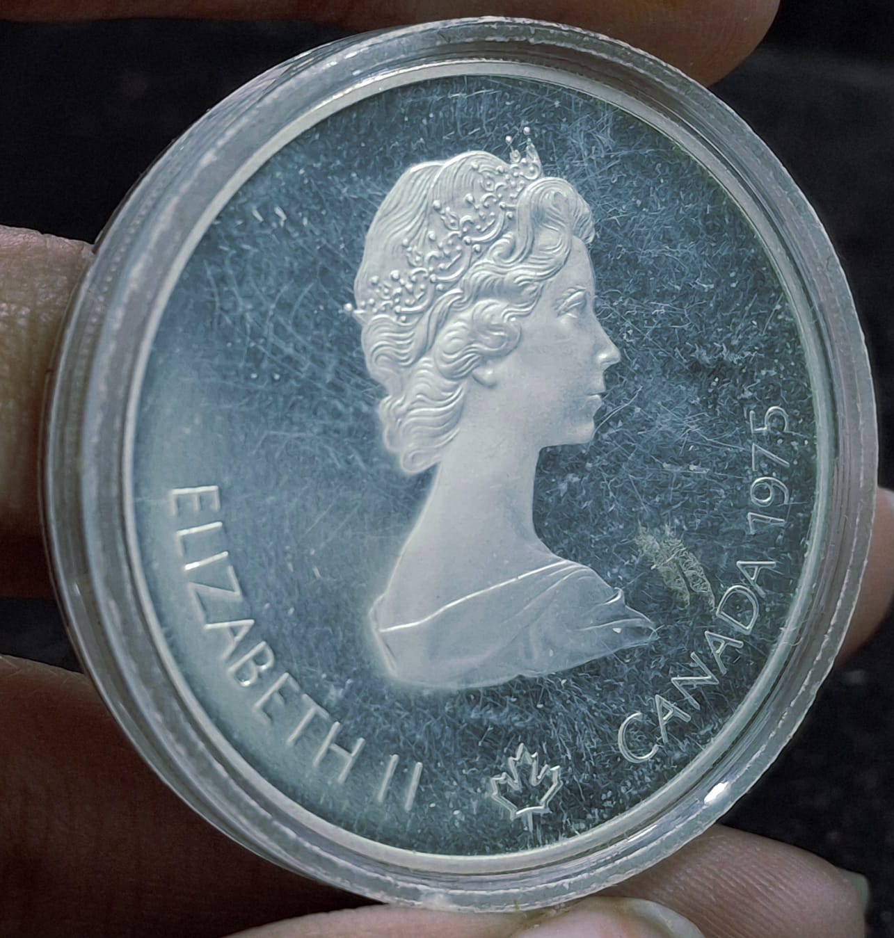 Canada 5 Dollars 1975 - Elizabeth II Marathon ; SILVER PROOF Commemorative issue Rare Coin WITH CAPSOOL #5050 - Image 3