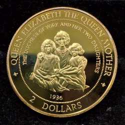 Cook Islands 2 Dollars 1997 - Elizabeth II 1936-Queen Mother and Children Commemorative issue Silver Proof Rare Coin WITH CAPSOOL #5252