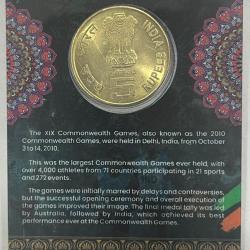 Alternative view of 5Rs XIX COMMONWEALTH GAMES DELHI COMMEMORATIVE ISSUE RARE COIN CARD SPECIAL EDITION
