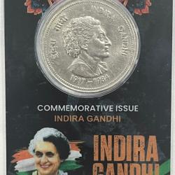 5 Rs INDIRA GANDHI COMMEMORATIVE ISSUE RARE COIN CARD SPECIAL EDITION