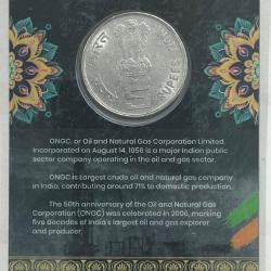 Alternative view of 5 Rs ( 50th ANNIVERSARY OF ONGC CELEBRATING INDIA ) COMMEMORATIVE ISSUE RARE COIN CARD SPECIAL EDITION