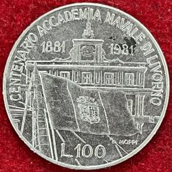 Alternative view of Italy 100 Lire Livorno Naval Academy RARE COIN #N-507