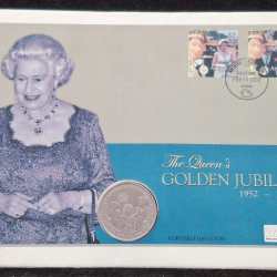 SIERRA LEONE 1 DOLLAR 2002 - THE QUEEN'S GOLDEN GUBILEE COIN FIRST DAY COVER MINT PACK GEM UNC