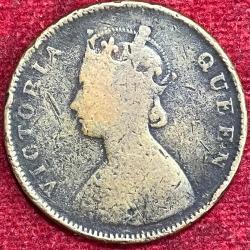 Alternative view of India - British ½ Anna - Victoria RARE COIN #S-8