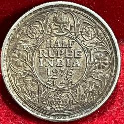 India - British ½ Rupee - George V 1956 RARE COIN #S-10