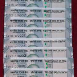 000001 TO 000010 FANCY NUMBER RARE GEM UNC 500 RUPEES 2024 GOVERNOR SHAKITKANT DASS RARE (10 NOTE SET)