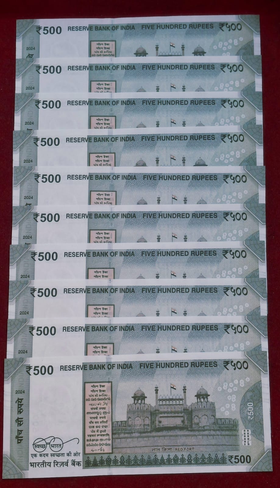 000001 TO 000010 FANCY NUMBER RARE GEM UNC 500 RUPEES 2024 GOVERNOR SHAKITKANT DASS RARE (10 NOTE SET) - Image 2