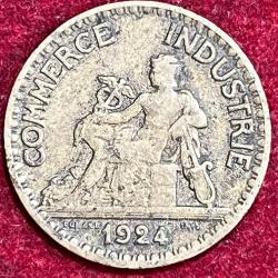 France 50 Centimes 1924 Chambers of Commerce RARE COIN #S-23