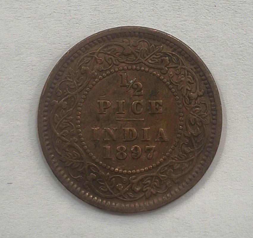 British India ½ Pice 1897 Victoria Rare High Grade Coin # N-403