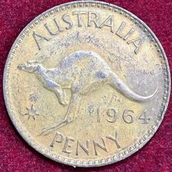 Australia 1 Penny - Elizabeth II 1964 RARE COIN #S-26