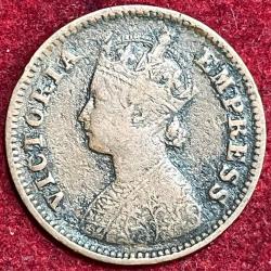 Alternative view of British India - ½ Pice - Victoria 1898 RARE COIN #S-35