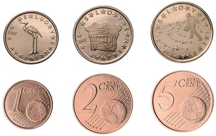 Slovenia, 3 coin Mini Euro set, UNC Condition.