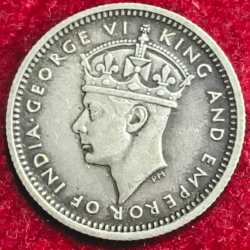 Alternative view of Malaya 5 Cents - 1945 SILVER George VI RARE COIN #S-40
