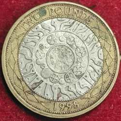 United Kingdom 2 Pounds - Elizabeth 1998 II 4th RARE COIN #S-44