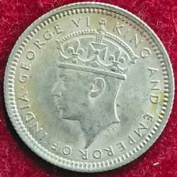 Alternative view of Malaya 5 Cents 1948 Silver - George VI RARE COIN #S-39