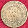 British India ½ Anna - Victoria 1862 RARE COIN #S-53