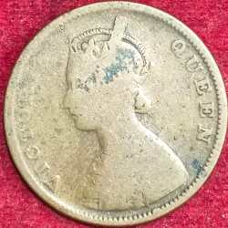 Alternative view of British India ½ Anna - Victoria 1862 RARE COIN #S-53