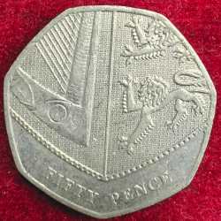 United Kingdom 50 Pence - Elizabeth II 5th 2015 RARE COIN #S-57