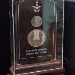 Alternative view of INDIAN AIR FORCE PLATINUM JUBILEE 1932-2007 ( 2 COINS SET ) V. I .P SET EXTREMELY RARE WITH BEAUTIFUL BOX