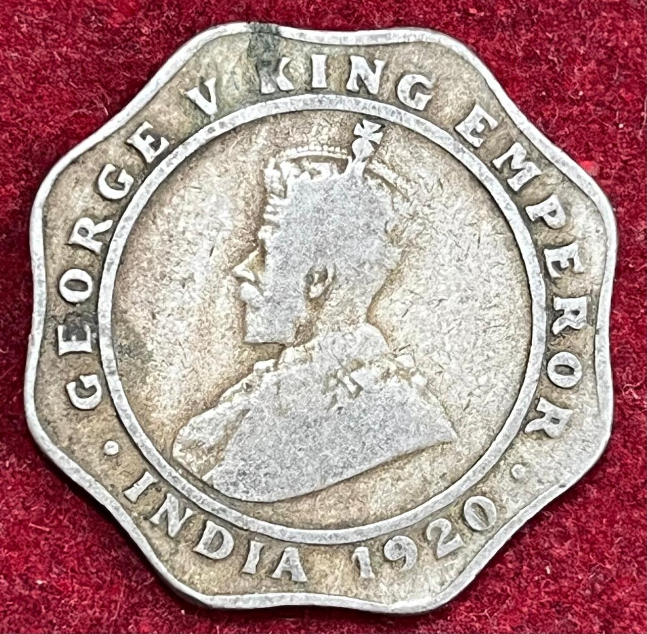 India - British 4 Annas - George V BOMBAY MINT 1920 RARE COIN #S-79