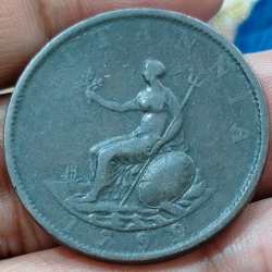 Alternative view of 1799 United Kingdom ½ Penny - George III 3rd issue ½ Penny (1⁄480) weight 12.6 g Extermaly Rare #S-83