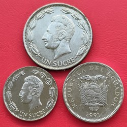 Ecuador, 3 coin set, Fine Condition.