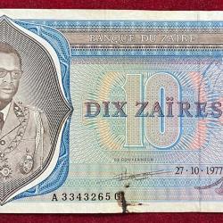 ZAIRE 10 ZAIRES BANK NOTE #B-2
