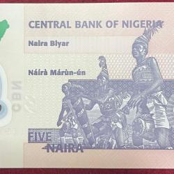 Alternative view of NIGERIA 5 NAIRA ISE UNC BANK NOTE