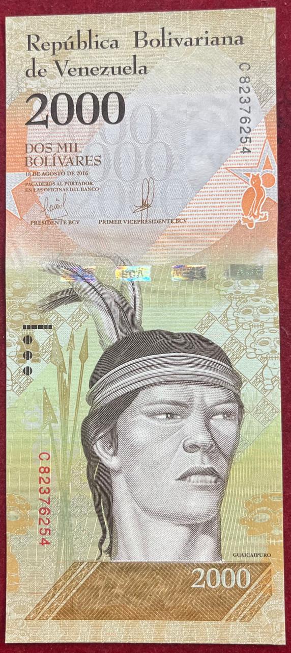 VENEZUELA 2000 DOS MIL BOLIVARES UNC BANK NOTE