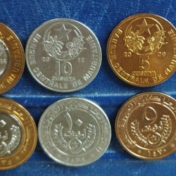 Mauritania, SET OF 6 COINS, 2 Bimetal coins in the set, Mixed Condition.