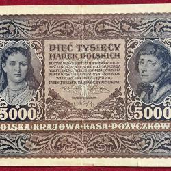 POLAND 5000 MARK 1920 BIG SIZE VERY RARE NOTE