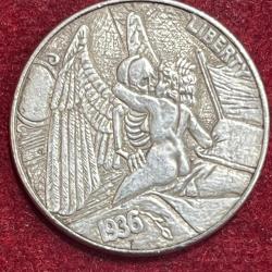 Alternative view of FIVE CENTS AMERICA 1936 TOKEN COIN #S-130