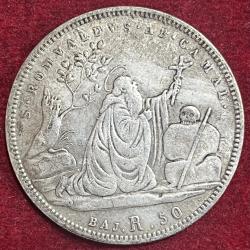 Alternative view of Papal States 50 Baiocchi - Gregory 1834 XVI St. Romualdo RARE COIN #132