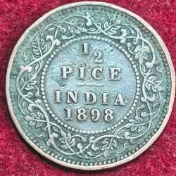 VICTORIA 1/2 PICE 1898 RARE COIN #S-133