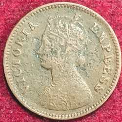 Alternative view of BRITISH INDIA VICTORIA 1/2 PICE 1898 RARE COIN #S-134