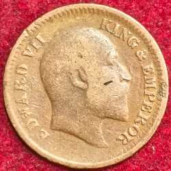Alternative view of BRITISH INDIA EDWARO VII KING & EMPEROR 1/2 PICE 1903 RARE COIN #S-135