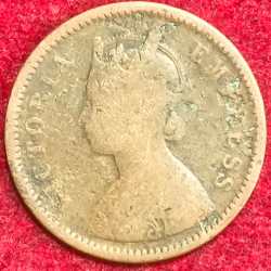 Alternative view of BRITISH INDIA VICTORIA 1/2 PICE 1887 RARE COIN #S-136