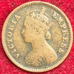 Alternative view of BRITISH INDIA VICTORIA 1/2 PICE 1898 RARE COIN #S-137