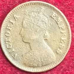 Alternative view of BRITISH INDIA VICTORIA 1/2 PICE 1899 RARE COIN #S-138