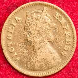 Alternative view of BRITISH INDIA VICTORIA 1/2 PICE 1899 RARE COIN #S-140