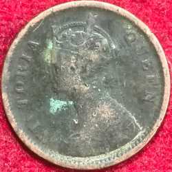 Alternative view of BRITISH INDIA VICTORIA 1/2 PICE 1862 RARE COIN #S-141