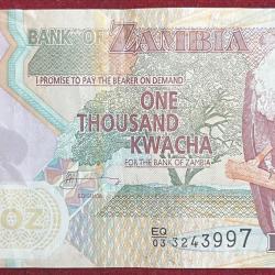 ZAMBIA 1000 KWACHA POLYMER RARE NOTE #B-2