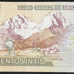 Alternative view of DEL PERU 500 QUINIENTOS INTIS UNC BANK NOTE