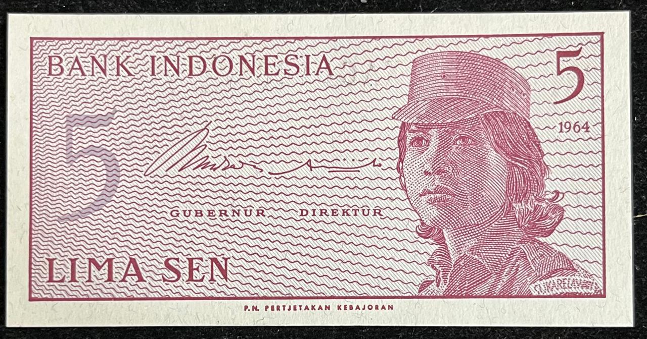 INDONESIA 5 LIMA SEN UNC RARE NOTE