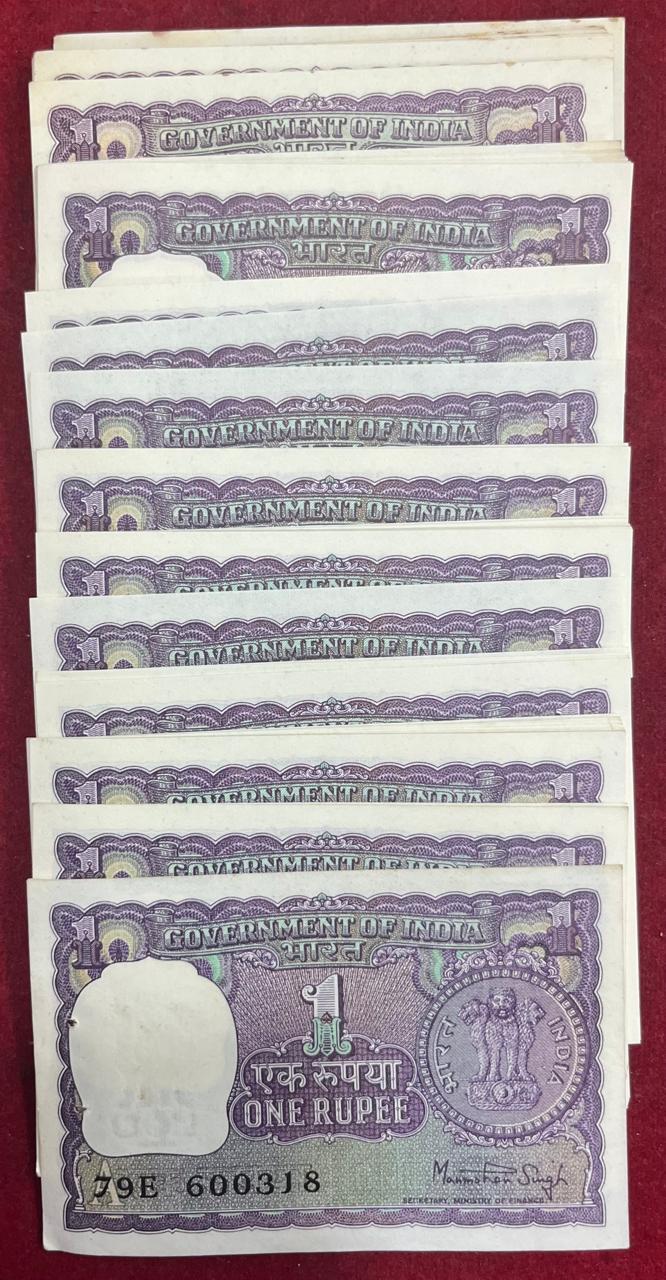 1 RUPEES BIG NOTE MIX GOVERNOR UNC 100 PCS LOTT #SKU-501
