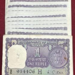 1 RUPEES BIG NOTE MIX GOVERNOR UNC 100 PCS LOTT #SKU-504